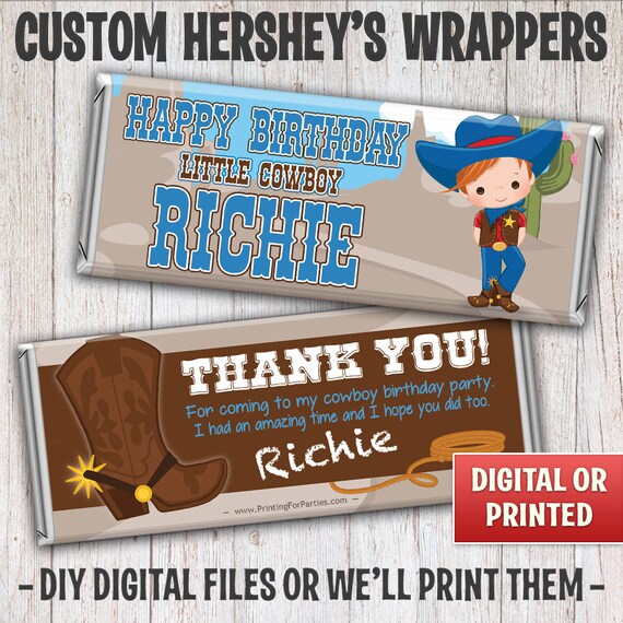 Cowboy Candy Bar Wrapper, Cowboy Candy Wrappers, Hersheys Candy Bar Wrappers, Cowboy, Western, Free Foil, Digital File or Printed - 038 Il_570xn