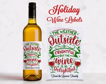 Christmas Wine Label • Printed Holiday Poem Bottle Sticker