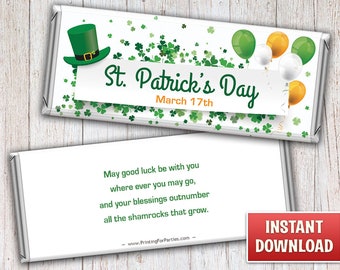 Druckbare St. Patricks Day Candy Bar Wrappers, St. Patricks Day Hershey Bar Wrappers, Instant Download Printable Candy Wrappers - 022