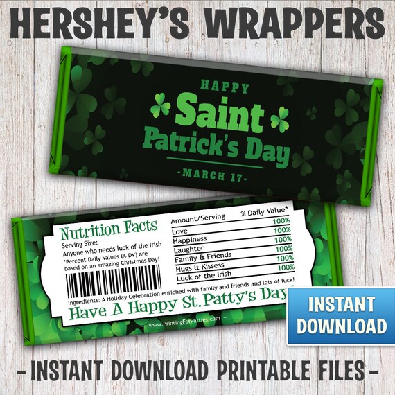 St. Patrick's Day Hershey's Bar Wrappers, St. Patrick's Candy Bar Wrappers, Candy Bar Wrappers, St. Patty's, Irish, Instant Download – 171 Il_570xn