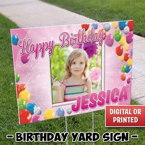 Photo Birthday Yard Sign, Outdoor Sign, Honk Yard Sign, Happy Birthday Sign, Happy Birthday Yard Sign, Digital File or We Print & Ship 088