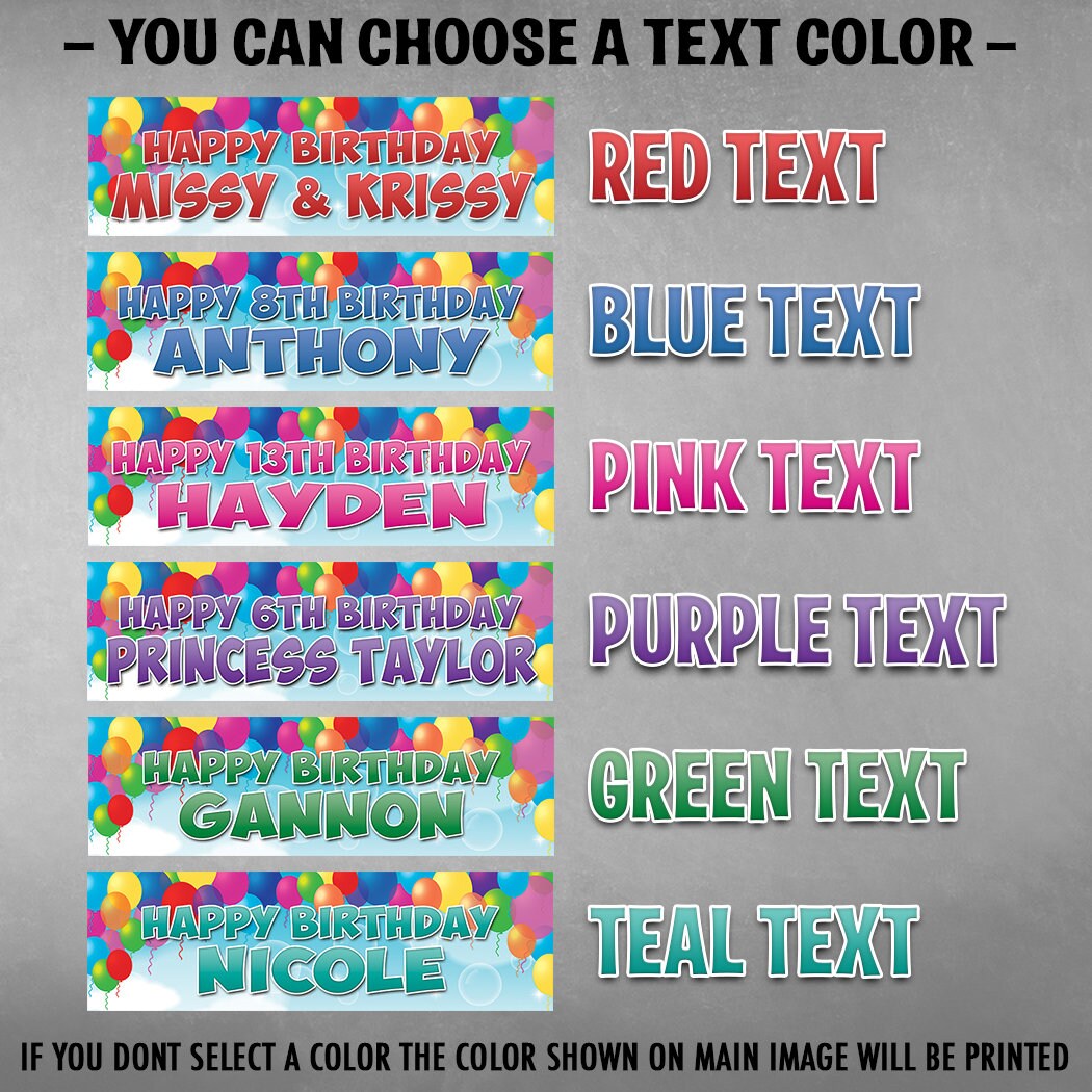 Custom Personalized Balloons Birthday Banner Decoration Etsy