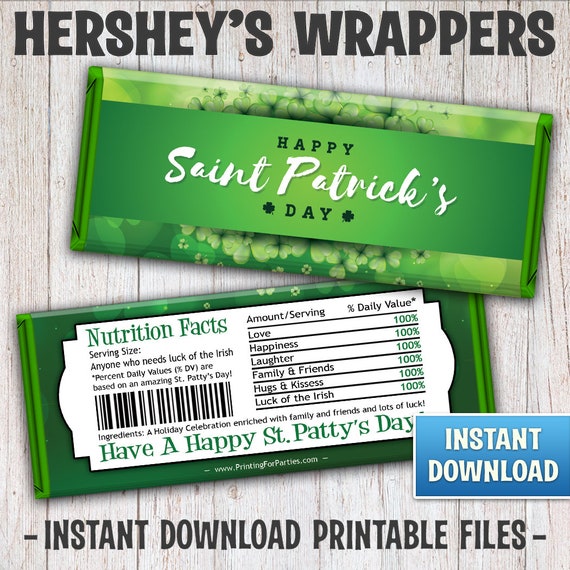 St. Patrick's Day Hershey's Bar Wrappers, St. Patrick's Candy Bar Wrappers, Candy Bar Wrappers, St. Patty's, Irish, Instant Download – 170 Il_570xn