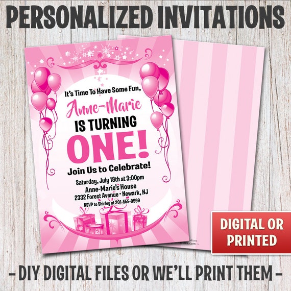 Personalized Balloons Birthday Invitation, Birthday Balloon Invitation, Balloons Invitation, Digital File or Printed, 4x6 or 5x7 – 015P Il_570xn