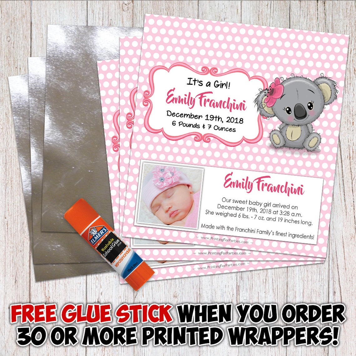 Baby Announcement Candy Bar Wrapper Birth Announcement Candy | Etsy