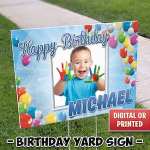 Photo Birthday Yard Sign, Outdoor Sign, Honk Yard Sign, Happy Birthday Sign, Happy Birthday Yard Sign, Digital File or We Print & Ship 088