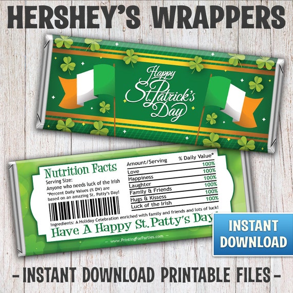 St. Patrick's Day Hershey's Bar Wrappers, St. Patrick's Candy Bar Wrappers, Candy Bar Wrappers, St. Patty's, Irish, Instant Download – 176 Il_570xn