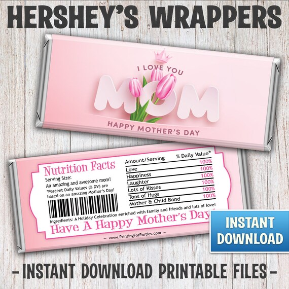 Mother's Day Hershey's Bar Wrappers, Mother's Day Candy Bar Wrappers, Candy Bar Wrappers, Mother's Day, Mom, Mommy, Instant Download – 181 Il_570xn