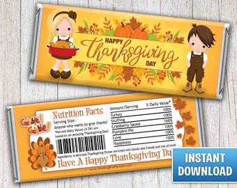 Thanksgiving Candy Bar Wrappers, Fall Harvest Candy Bar Wrappers, Candy Bar Wrappers, Instant Downloadable Digital File – 124