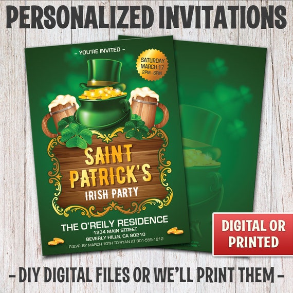 Personalized St. Patrick's Day Invitation, Saint Patrick's Invitation, St. Patrick's Day Party, Digital File or Printed, 4x6 or 5x7 – 014 Il_570xn