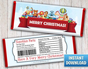Christmas Hershey's Bar Wrappers, Santa's Sleigh Candy Bar Wrappers, Santa, Candy Bar Wrappers, Merry Christmas, Instant Download – 187