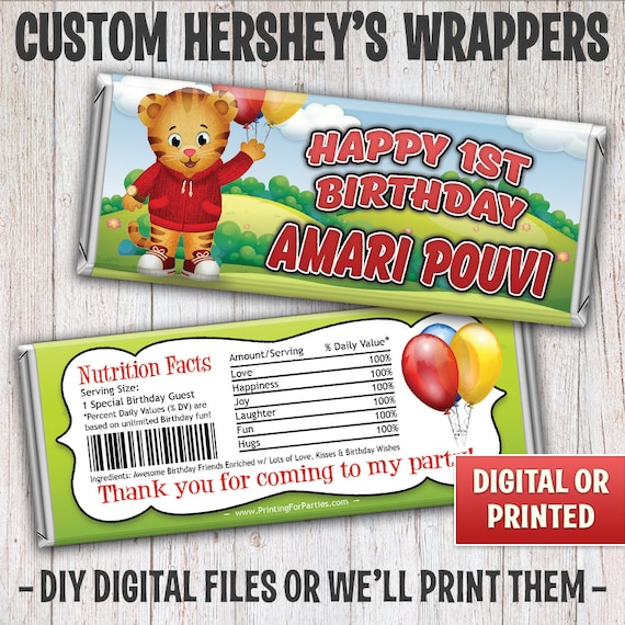 Daniel the Tiger Candy Bar Wrapper, Daniel Candy Bar Wrapper, Daniel the Tiger Hersheys Wrappers, Free Foil, Digital File or Printed - 044 Il_570xn