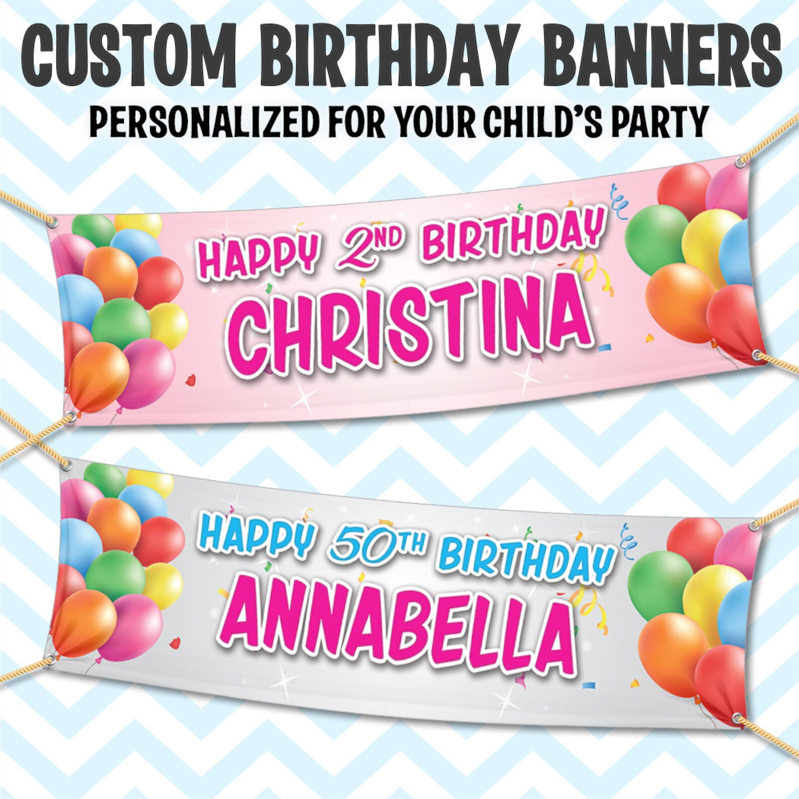 Custom Personalized Balloons Birthday Banner Decoration Etsy