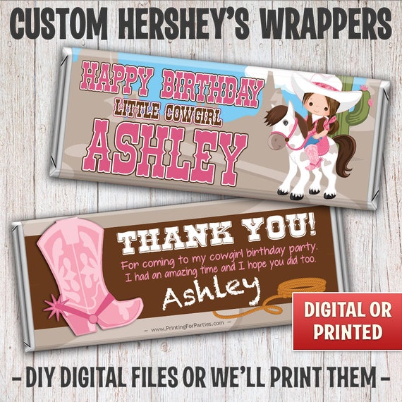 Cowgirl on Horse Candy Bar Wrapper, Cowgirl Candy Bar Wrappers, Candy Bar Wrappers, Western, Free Foil, Digital File or Printed - 036 Il_570xn