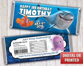 Finding Nemo Candy Bar Wrapper, Finding Dory Candy Bar Wrapper, Nemo Hersheys Wrappers, Free Foil, Nemo Dory Digital File or Printed - 048-1
