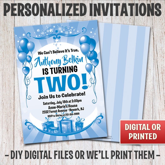 Personalized Balloons Birthday Invitation, Birthday Balloon Invitation, Balloons Invitation, Digital File or Printed, 4x6 or 5x7 – 015B Il_570xn
