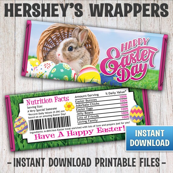 Easter Hershey's Bar Wrappers, Easter Candy Bar Wrappers, Candy Bar Wrappers, Easter Chocolate Wrapper, Easter Bunny, Instant Download – 185 Il_570xn