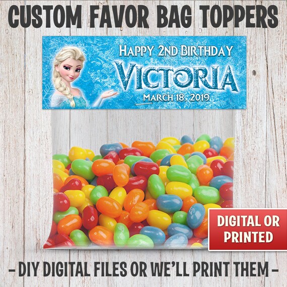 Personalized Elsa Frozen Favor Party Bag Toppers For Birthday Parties, Frozen Birthday Party Favor Bag Toppers, Digital File or Printed 052 Il_570xn