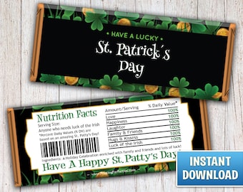 St. Patrick's Day Hershey's Bar Wrappers, St. Patrick's Candy Bar Wrappers, Candy Bar Wrappers, St. Patty's, Irish, Instant Download – 174
