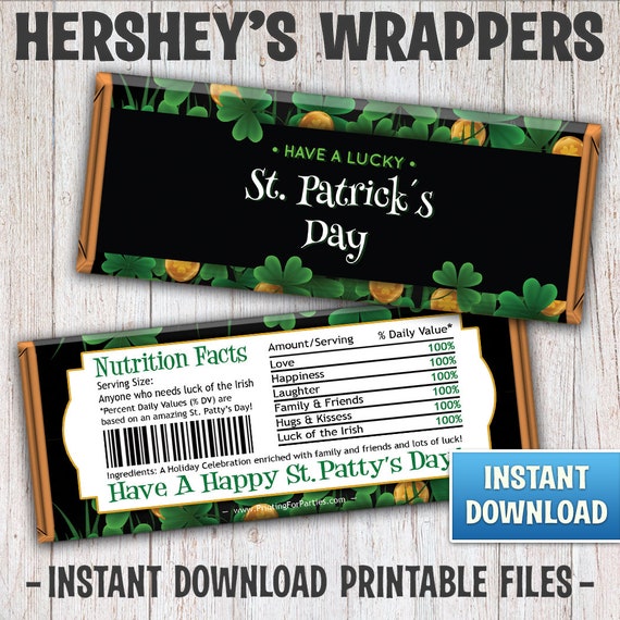 St. Patrick's Day Hershey's Bar Wrappers, St. Patrick's Candy Bar Wrappers, Candy Bar Wrappers, St. Patty's, Irish, Instant Download – 174 Il_570xn
