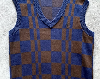 Vintage Fred Perry Cable Knit Sweater Vest: Preppy Tennis Y2K