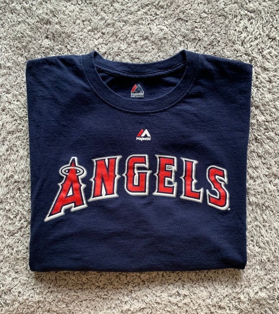 Maillot Vintage Majestic California Angels – Bleu Et Rouge, Taille Jeunesse XL USA