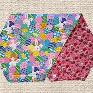 Runner da tavola pasquale fatto a mano 36": decorazione primaverile reversibile