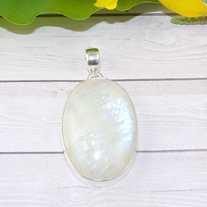 24x36mm Rainbow Moonstone Pendants, Big Rainbow Moonstone Jewelry, Rainbow Moonstone Necklace, Rainbow Moonstone Necklace Pendant, N10121
