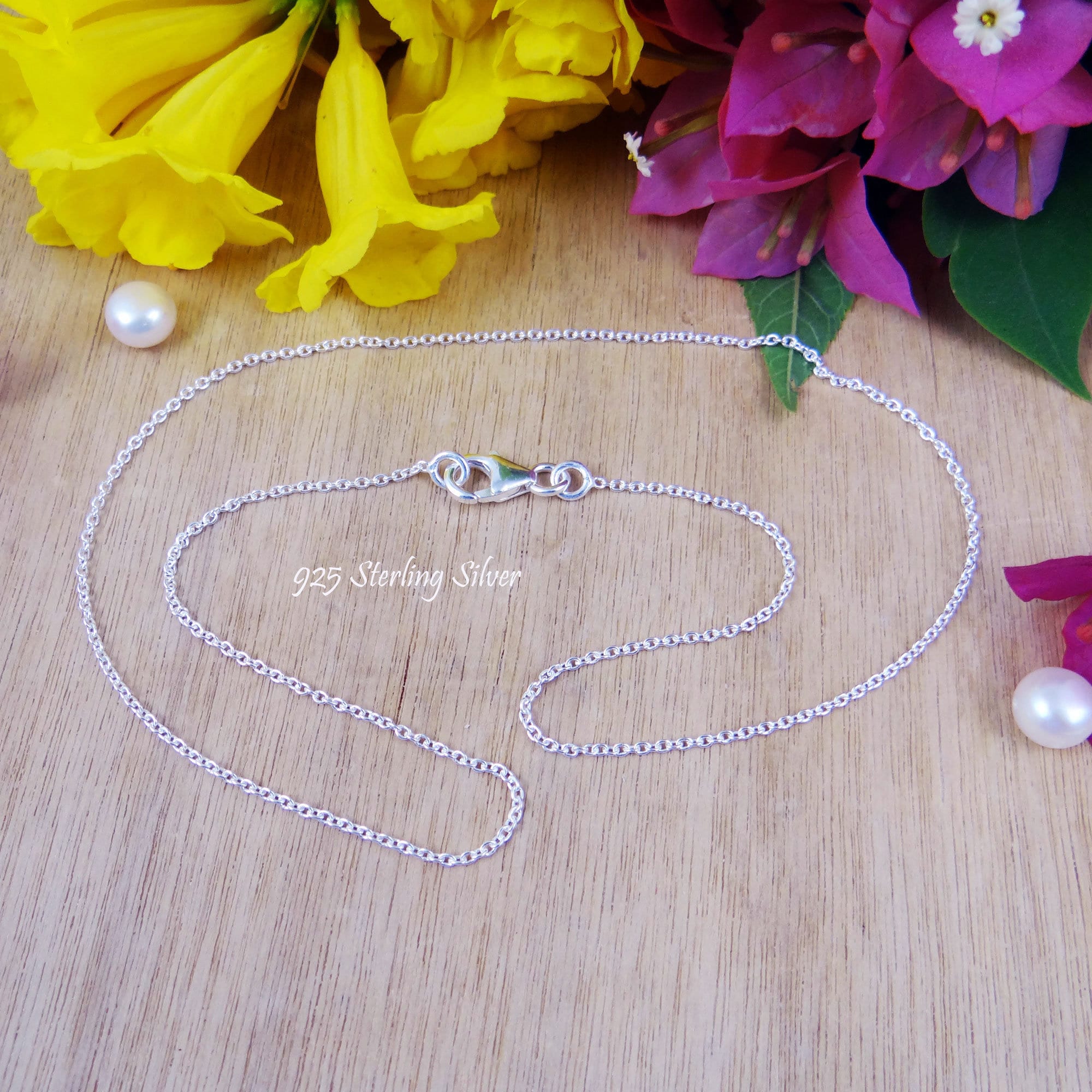 Sterling Silver Cable Chain, 1.5mm Thick Silver Chain, 925