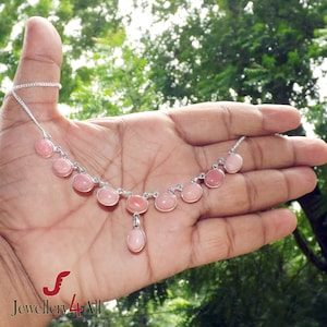 Zierliche Rosa Opal Halskette, 925 Silber Halskette, Rosa Halskette, Opal Halskette, Opal Schmuck, Panzerkette Halskette, Party Wear Halskette, Sale