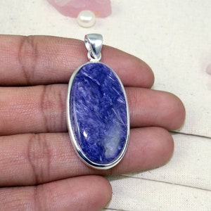 Amazing Charoite Pendant, Big Charoite Gemstone, Statement Pendant, Solid 925 Sterling Silver Pendant, Charoite Necklace,Unique Gift,J110402