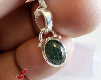 Green Tourmaline Pendant, 925 Sterling Silver Pendant, Handmade Pendant, Tourmaline Jewelry, Tourmaline Tiny Pendant, Unique Gift For Her k2