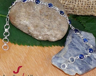 AAA Blue Kyanite Bracelet, Solid Silver Bracelet, 6mm Round Bracelet, Blue Bracelet, Casual Bracelet, Kyanite Jewelry, Handmade Bracelet,