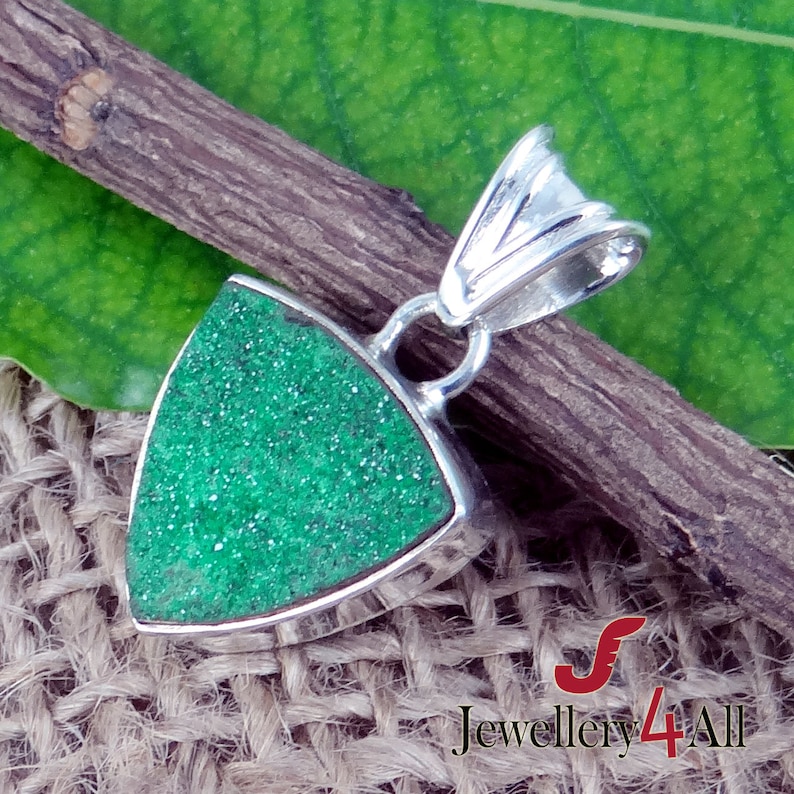Uvarovite Druzy Genuine Uvarovite- Green Garnet Pendant Necklace Pendant Green Uvarovite Pendant Healing Stone 925 Silver Pendant