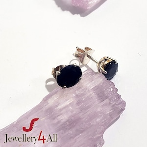 Blue Sapphire Stud Earrings: Handmade 925 Sterling Silver, September Birthstone