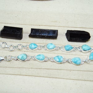 Exquisite Larimar Bracelet, Cuff Bracelet, Larimar Jewelry, Solid 925 Sterling Silver Bracelet, Anniversary Gift, Gift For Her, Sale, L81712