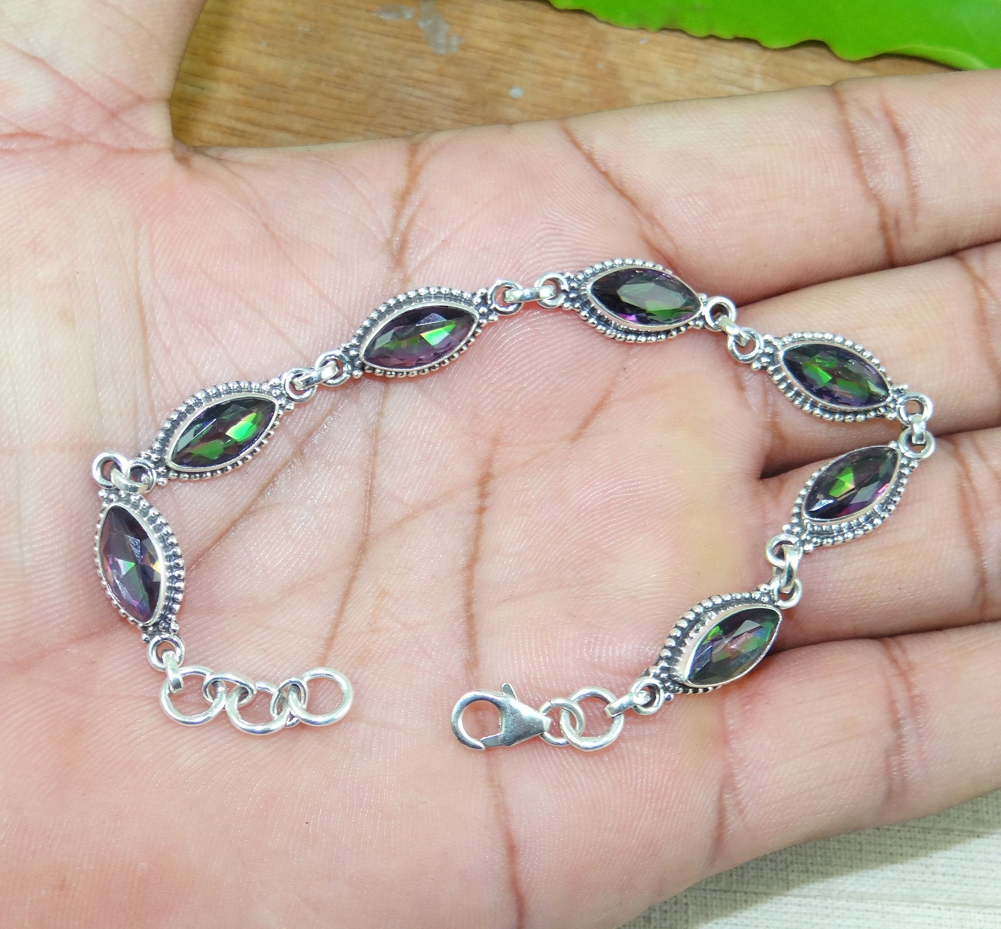 Mystic Quartz Bracelet, 925 Silver Bracelet, Anniversary Mystic Quartz Bracelet, 925 Silver Bracelet, Anniversary