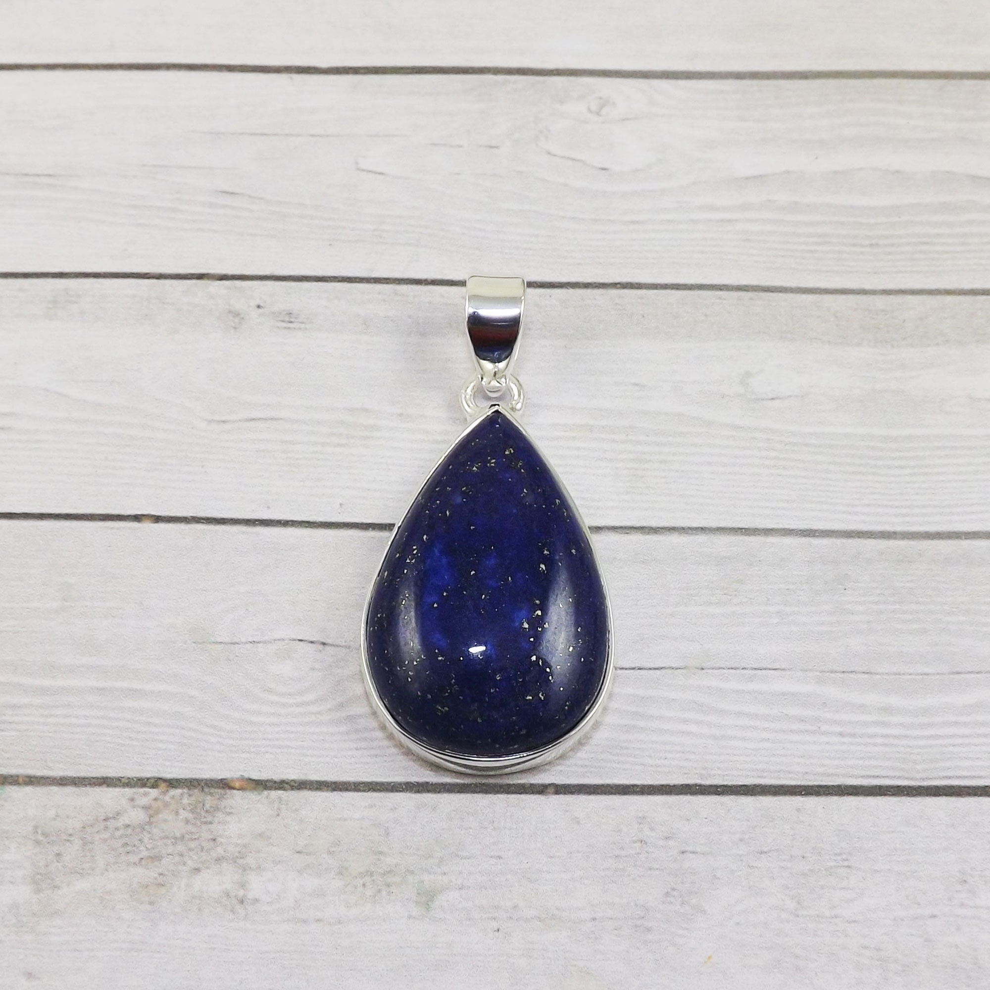 Collier Poire En Argent 925 Avec Lapis-lazuli Naturel - Fait Main, Longueur 18 Pouces, Neuf Sans Emballage