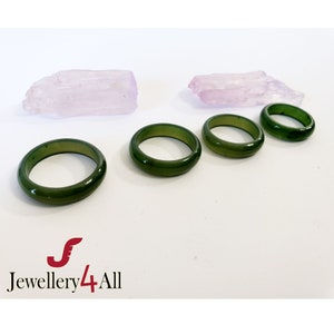 Anillo de jade natural de Canadá, anillo de jade nefrita de Canadá genuino, 5 mm, regalos, anillo de banda apilable, anillo de jade verde, Navidad, regalos de Navidad