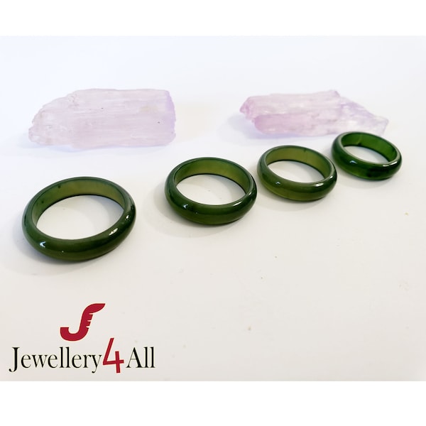 Anneau naturel canadien de JADE de la Colombie-Britannique, véritable anneau de jade néphrite de la Colombie-Britannique, 5 mm, cadeaux, anneau de bande de pile, anneau de jade vert, Noël, cadeaux de Noël