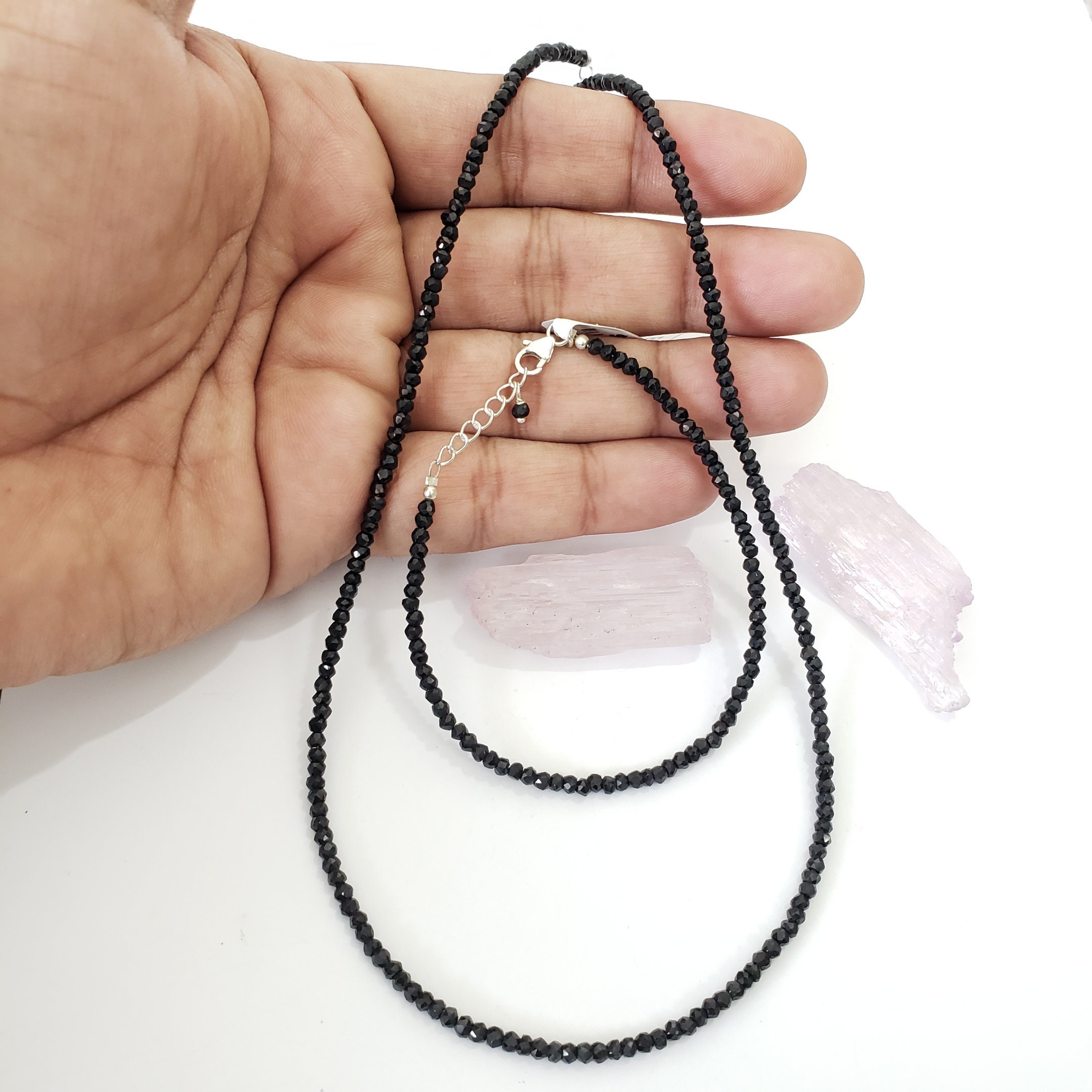 ブラックオニキスビーズネックレス：20インチの宝石ジュエリー - Etsy 日本