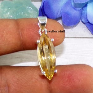 Handmade Citrine Sterling Silver Pendant: Yellow Crystal Necklace