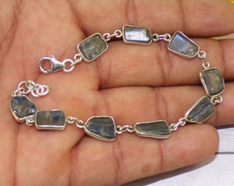 Natural Labradorite Bracelet, Adjustable Bracelet, Handmade Bracelet, Gemstone Bracelet, 925 Sterling Silver Bracelet, Birthday Gift, P42313