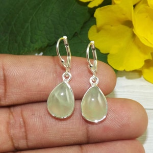 Prehnite Earrings, Prehnite Silver Earrings, Prehnite Lever Back, 925 Sterling Silver Earrings, Dangle Earrings, Gift For Her, Sale, M103107