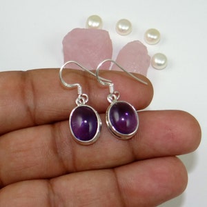 Handmade Amethyst Dangle Earrings: 925 Sterling Silver, Purple Jewelry