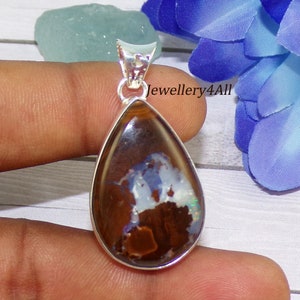 Natural Gemstone Pendan, Boulder Opal Pendant, 925 Sterling Silver Handmade Pendant, Dangling Pendant, Anniversary Gift For Wife, P62011