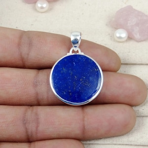 Round Lapis Lazuli Pendant, 925 Sterling Silver Pendant, Handmade Pendant, AAA Lapis Lazuli, Casual Pendant, Gift For Her, Sale, K351701