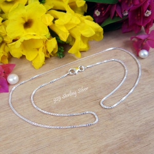 Sterling Silver Box Chain, Finished Silver Chain, 1.5mm Thick 925 Solid Silver Chain, Chain For Pendant, Lobster Claw, Chain Necklace K31608