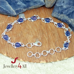 Tanzanite Bracelet, 925 Sterling Silver Bracelet, Bezel Bracelet, Adjustable Bracelet, Lobster Claw, Mothers Gift, Tanzanite Jewelry, Sale