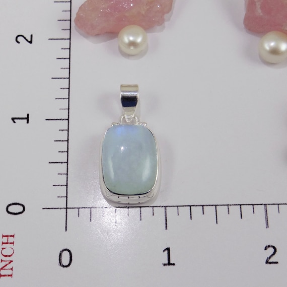 Clear Blue Sterling Silver Rainbow Moonstone Ring Clear Blue Sterling Silver Rainbow Moonstone Ring